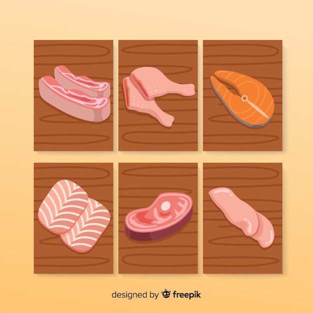 Free Vector flat food card collection