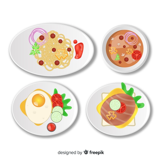 Free Vector flat food dishes collection