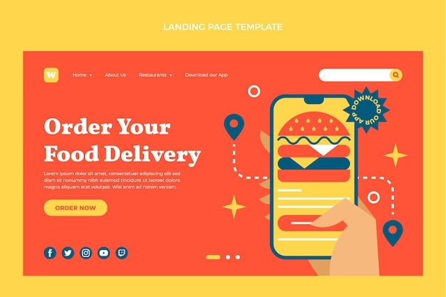 Free vector flat food landing page template