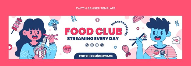 Flat food twitch banner