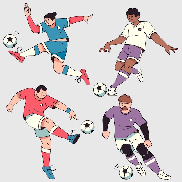 Free Vector flat football players collection