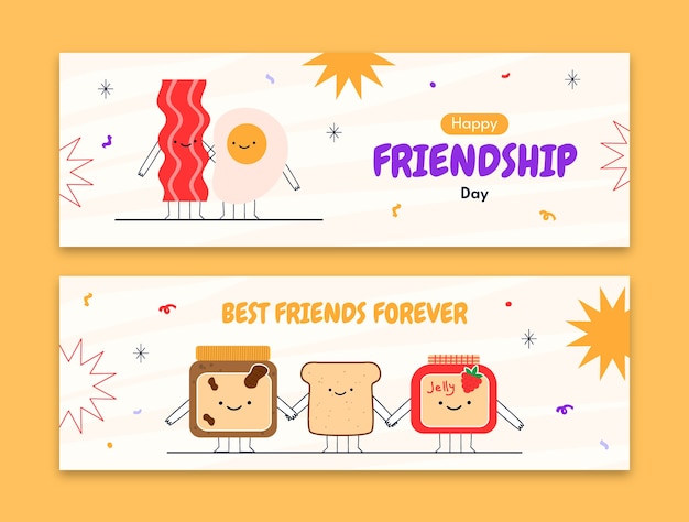 Free Vector flat friendship day horizontal banner template