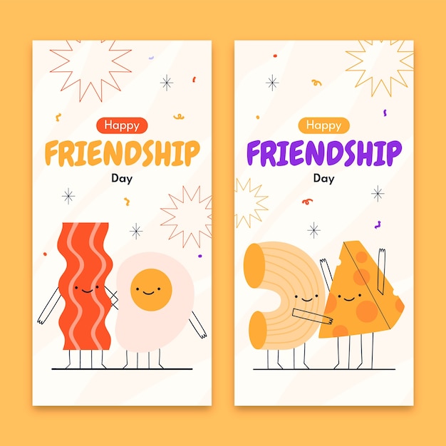 Flat friendship day vertical banner template