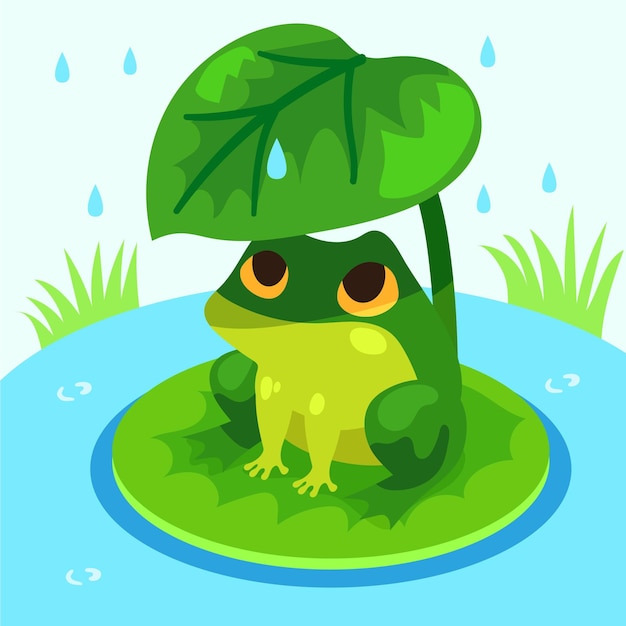 Free Vector flat frog with big eyes illustration