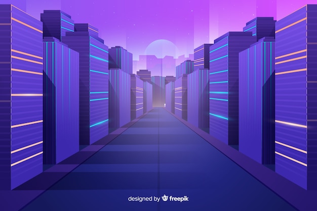 Free vector flat futuristic city background