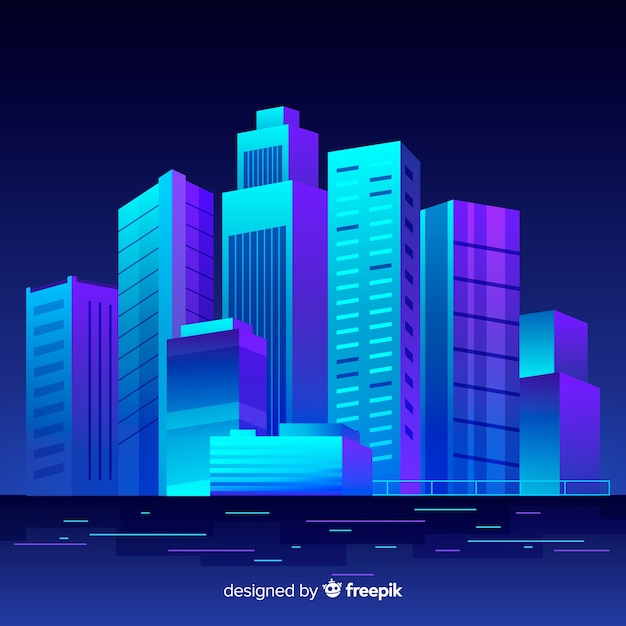 Free Vector flat futuristic night city background