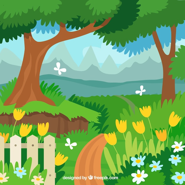 Free Vector flat garden landscape design