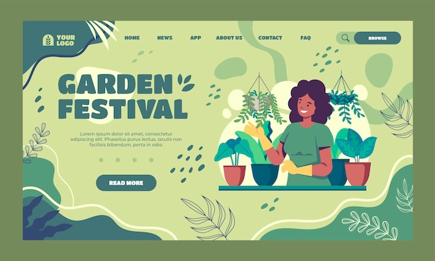 Flat gardening landing page template