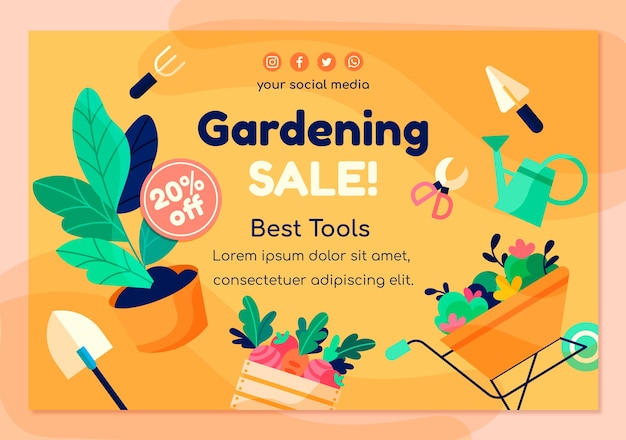 Free vector flat gardening sale background