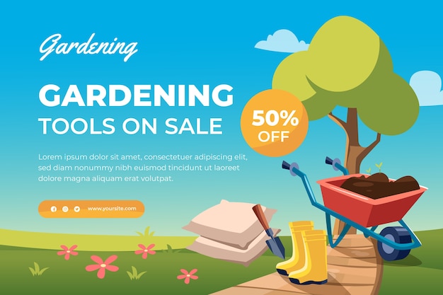 Free vector flat gardening sale background