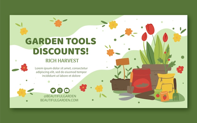 Free vector flat gardening social media post template