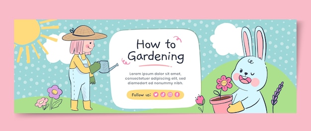 Free vector flat gardening twitter header