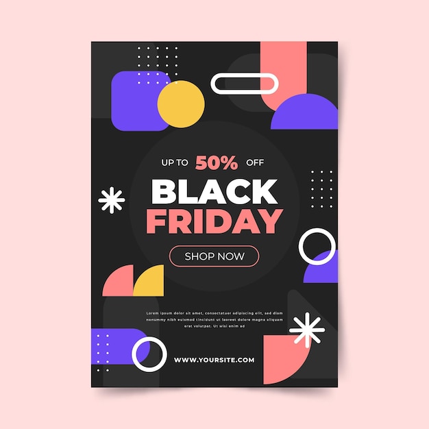 Flat geometric black friday vertical poster template