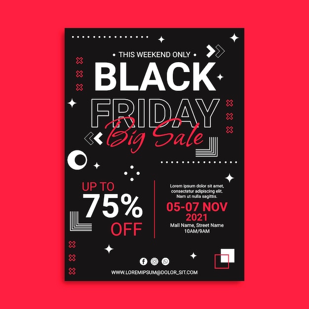 Flat geometric black friday vertical poster template