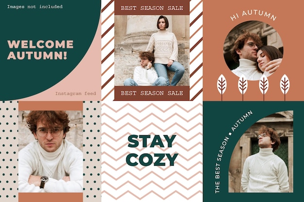 Free Vector flat geometric instagram feed design for autumn sales