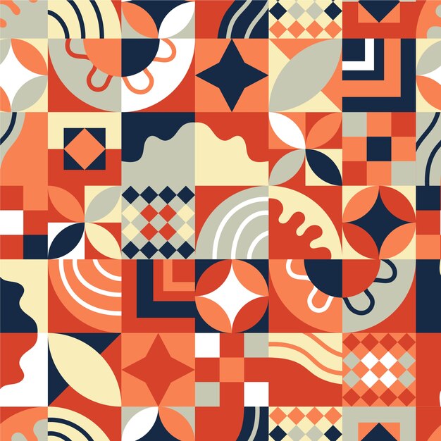 Flat geometric mosaic pattern design