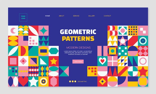 Free Vector flat geometric pattern landing page