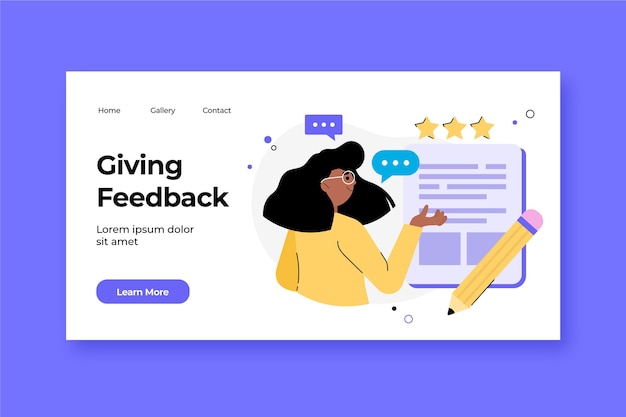 Free Vector flat giving feedback landing page