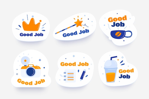 Flat good job and great job sticker collection