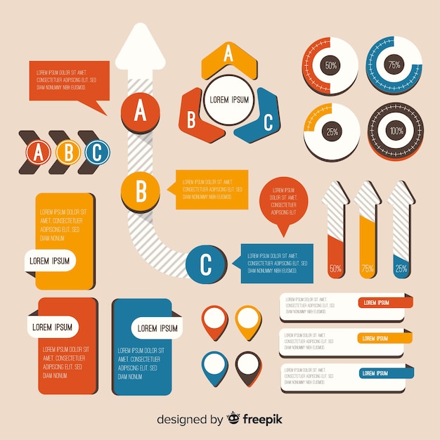 Free Vector flat gradient infographic element collection