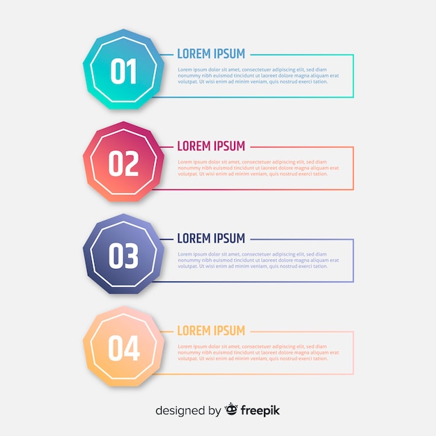 Free Vector flat gradient infographic with steps