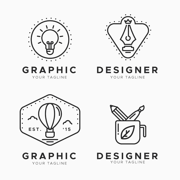 Free Vector flat graphic designer logo collection