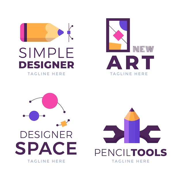 Free Vector flat graphic designer logo pack