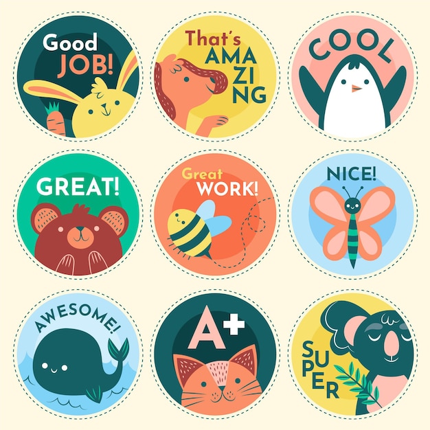 Free Vector flat great job sticker collection