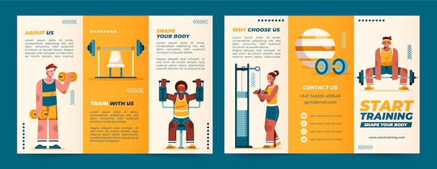 Flat gym brochure template