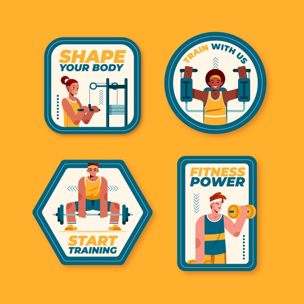 Flat gym label set