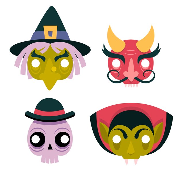 Flat halloween masks collection