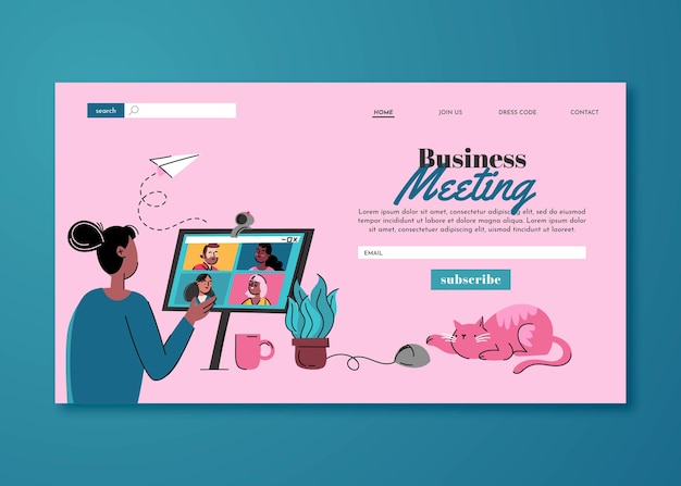 Flat hand drawn business landing page