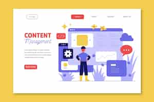Free vector flat-hand drawn cms landing page