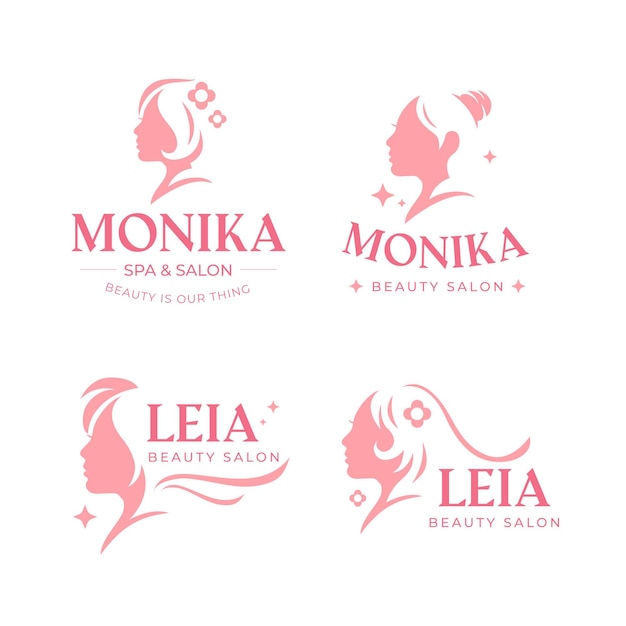 Flat-hand drawn hair salon logo collection