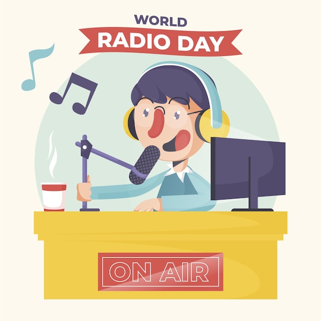 Free Vector flat hand drawn world radio day