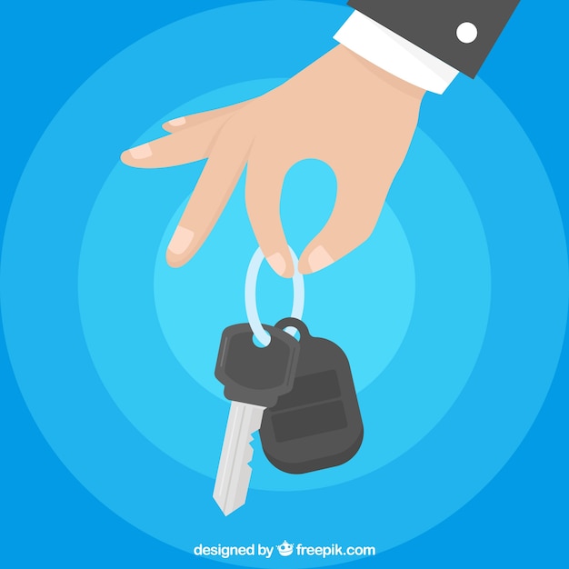 Flat hand holding car key background