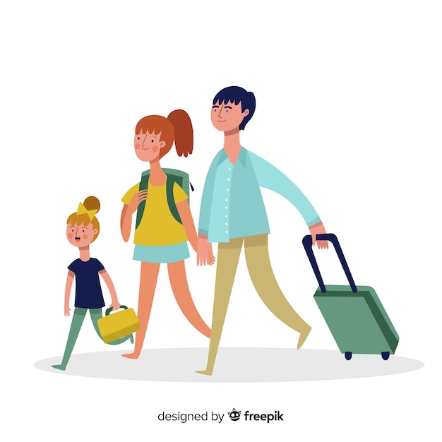 Free Vector flat happy family traveling background