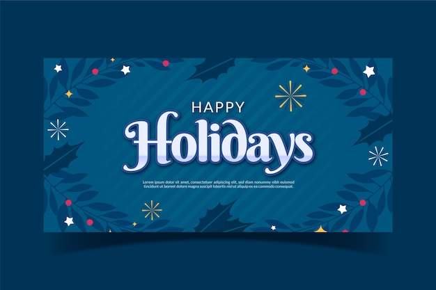 Free Vector flat happy holidays horizontal banner