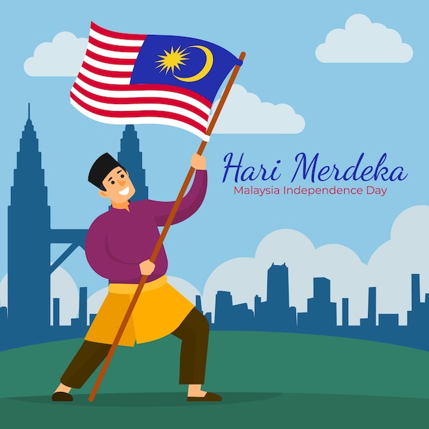 Free Vector flat hari merdeka illustration