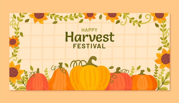 Flat harvest festival celebration horizontal banner template