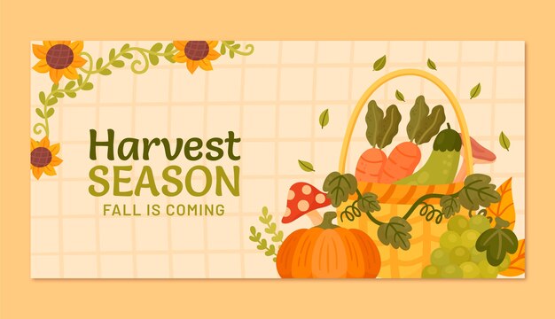 Flat harvest festival celebration horizontal banner template