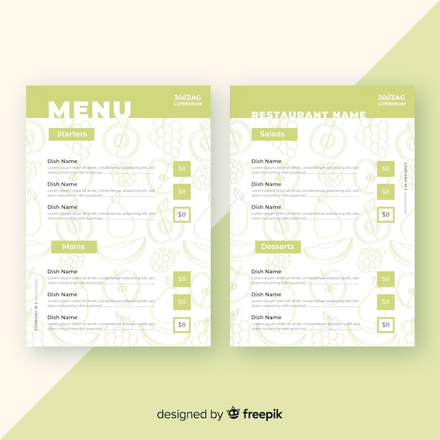 Flat healthy menu template