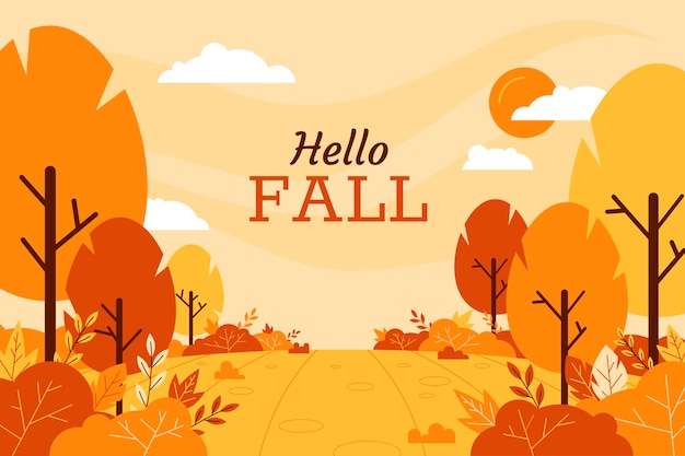 Flat hello fall background for autumn celebration