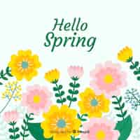 Free vector flat hello spring background