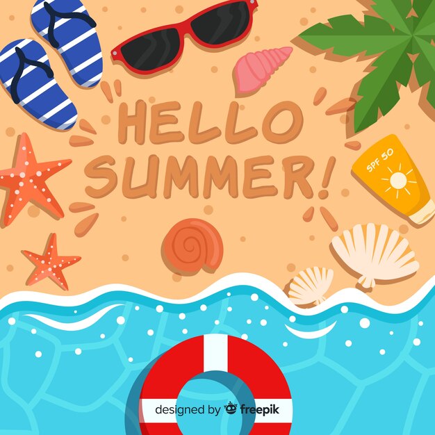 Flat hello summer background