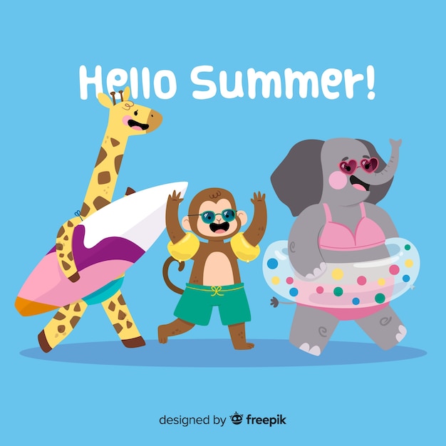 Free Vector flat hello summer background