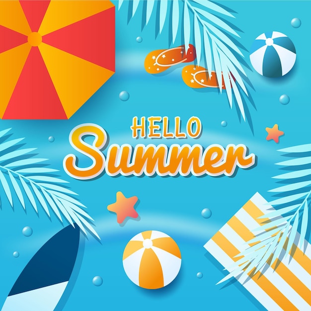 Free vector flat hello summer illustration