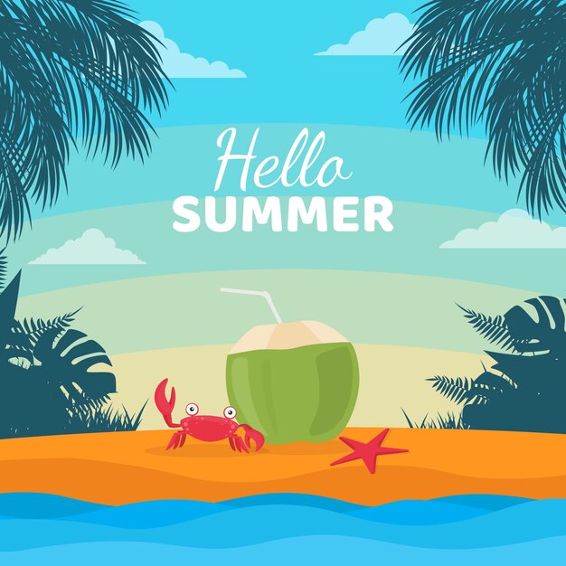 Flat hello summer sale illustration