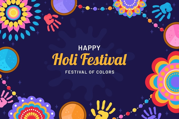 Flat holi festival celebration background