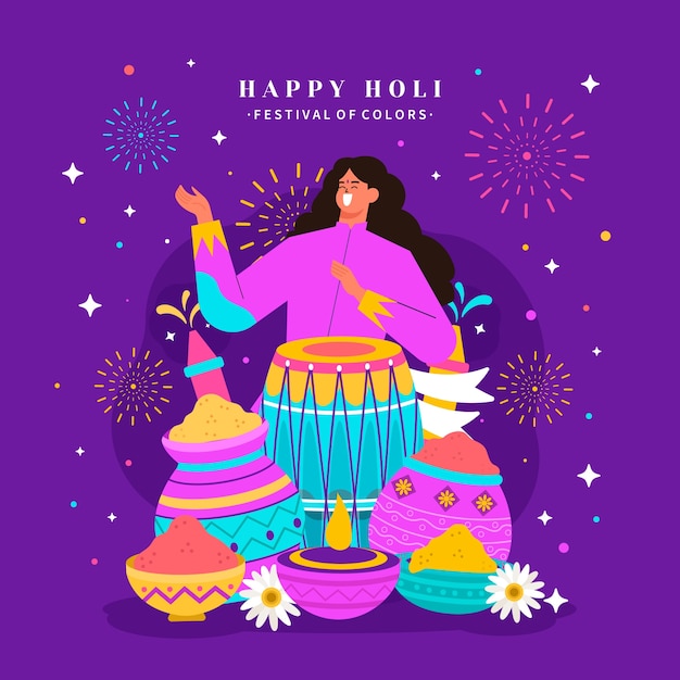 Flat holi festival illustration